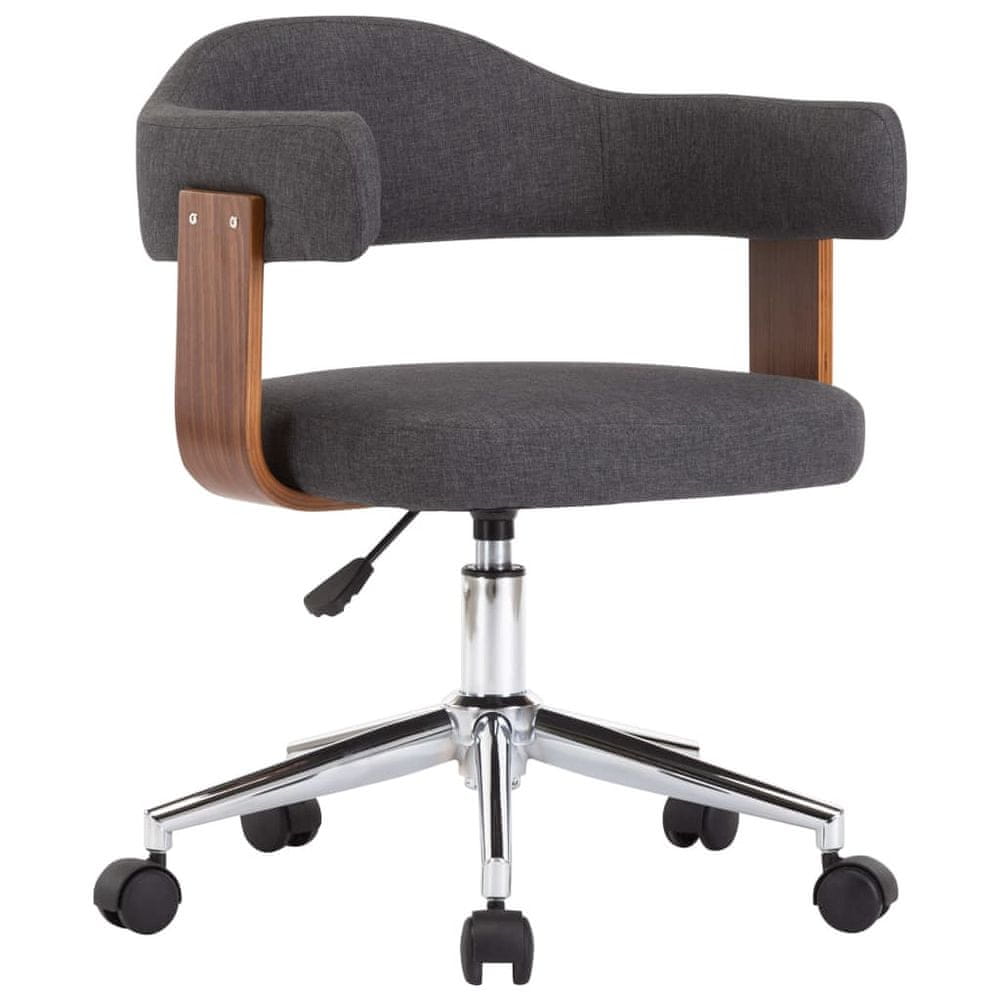 Vidaxl Otočná kancelárska stolička sivá ohýbané drevo a látka